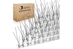 OFFO Bird Spikes Pre-Assembled for Roofs and Windows, Durable Pigeon Spikes for Deterring Crows, Seagulls and Small Birds, Bird Deterrent Spikes Set Cover 2.08m, Bright Silver
