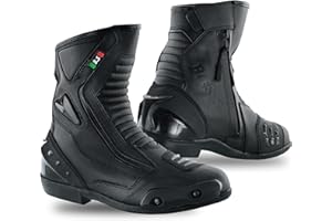 BI ESSE -Stivali Moto In Pelle,Scarpa Per Motocicletta Impermeabile,Traspiranti,Stivaletti Invernali Strada,Protezione Caviglia
