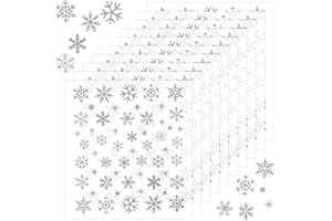 APLZGMG Silver Snowflake Glitter Christmas Stickers, Self-Adhesive Snowflake and Star Stickers for Winter Crafts and Holiday Decorations Home Party(Snowflakes)