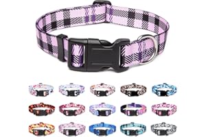 Suredoo Hundehalsband Verstellbares, Weich & Komfort Nylon Hunde Halsband für Kleine Mittlere Große Hunde Welpen Katzen (M, Lila Kariert)
