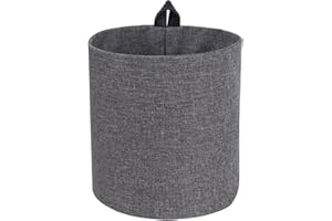 Bigso Box of Sweden Cesta colgante pequeña de poliéster y cartón – Cesta de pared con trabilla y aspecto de lino – Cubo de almacenaje para colgar o poner de pie – gris