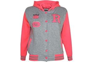 A2Z 4 Kids Mädchen Baseball Kapuzen Baby Rosa R Mode NYC/Fox Jacke Varsity Stil Mantel Lang Ärmel Beiläufig Mode Geschenke Alter 2-13 Jahre