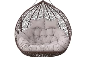 AUGRAV 2 Places Oeuf Chaise Balançoire Coussin Extérieur,Hamac Suspendu Chaise Coussin De Remplacement pour 2,Lavable Épais Grande 2 Personnes Chaise Balançoire en Osier,Imperméable Et Résistant Au