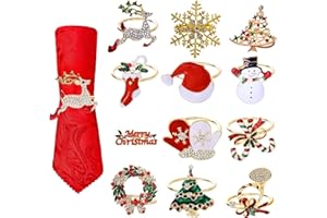 BOTEWO 12 Pezzi Portatovaglioli Natalizi: Anelli per Tovaglioli Natalizio, Fibbie per Tovaglioli Natalizi, Decorazione per la Tavola per la Cena di Natale, Festa di Nozze
