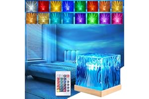 DAZZTIME Kryształowa lampa stołowa, Lodowa lampa stołowa RGB LED, lampa Aurora Boreal, lampka nocna z falowaniem wody, do sypialni, salonu, na przyjęcia obiadowe