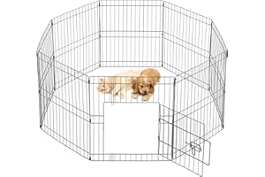Yaheetech Parc pour Chien 8 Panneaux Cage pour Chiens Enclos Pliant Clôture Grille Chenil pour Chien en Métal Extérieur Interieur 61 x 52cm