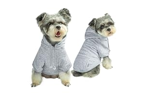 Furryilla Pet Coats Clothes Dog Hoodies Sweatshirt Cotton Puppy for Small Dogs with Hood and Pockets （Grey-S）