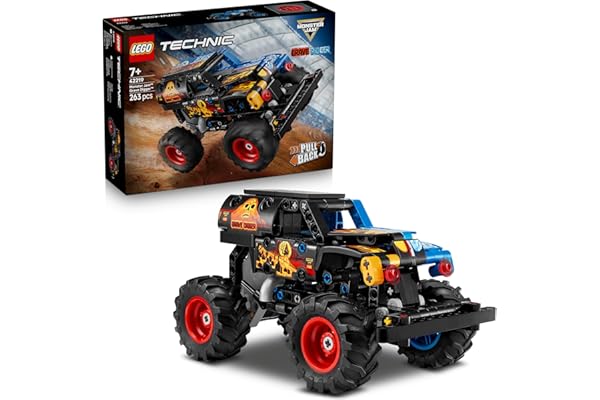 LEGO Technic Monster Jam Grave Digger - Feu et Glace - Jouet Camion à Rétrofriction - Maquette de Voiture de Course Détaillée- Idée de Cadeau d'Anniversaire pour Garçon ou Fille dès 7 ans & Fans 42219
