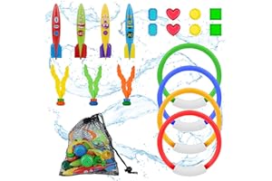 OSDUE Zestaw zabawek do nurkowania, syreny, torpedy, nurkować, z trawy morskiej, pierścienie, klejnot morski, trening podwodny, zabawki do gry dla dzieci