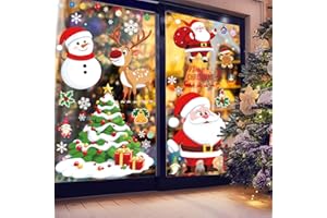 Wohohoho 9 Rolls Extra Large Christmas Window Stickers, 27.6" * 11.5" Large Christmas Window Decorations Clings Santa Claus Xmas Tree Reindeer Christmas elf Snowflake Window Decals for Holiday Party