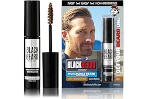 Blackbeard for Men Formula X Instant Mustache, Beard, Eyebrow and Sideburns Color - Fast, Easy, Men�s Grooming, Beard Dye Alternative, Light/Medium Brown, 1 Pack