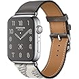 DONEGANI LB1 Straps for Apple Watch Leather Band series Ultra 2 49mm, Series 10 46mm, 9 8 7 45mm 41mm, SE 6 5 4 44mm 40mm, 3 2 1 42mm 38mm Men Women iWatch Concrete White