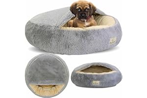 EDANTI Legowisko Łóżko Sofa Poduszka Shaggy Dla Psa Kota Z Daszkiem Jasnoszare 50 cm