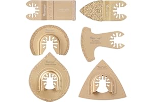 Vearter Lames de scie pour outils multifonctions 6 pièces, outil d'oscillation en carbure, accessoires d'outils multifonctions pour carrelage, coulis, béton, maçonnerie