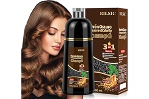 BLSFXROE Black Hair Dye Shampoo 3 en 1,Shampoo Tinte Negro para Cabello, Champú para Cabello Negro Instantáneo Champu Colorante Tinte para Hombre y Mujer(500ml Marrón)