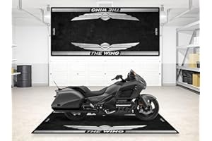 wibeart MPM Motorbike Mat for Goldwing "The Wing" Model - Washable Non-Slip Oil and Waterproof Parking Mat for Garage, Showroom and Factory | Silver - Size 2: 102 x 47/260 x 120 cm