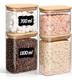 Set 6 Barattoli In Vetro Con Coperchio In Bambù 550-2100 Ml – Ermetici, Lavabili E Ideali Per Alimenti Secchi