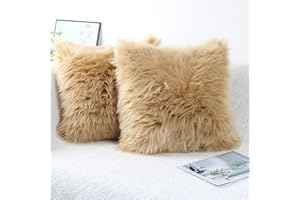 OYIMUA 2Pcs Decorativi Federa Cuscino, Super Morbido Peluche Federa per Cuscino, Divano Cuscino Federa copricuscino Divano a Vita casa Arredamento (Beige, 40 x 40 cm)