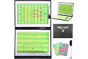 MZSX Tavola Tattica per l'allenamento del Calcio, Tavola strategica Tattica Magnetica per Il Calcio, taccuino tattico Pieghevole per la strategia del Calcio, con Penna e pedine, tavola strategica