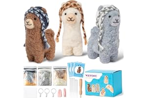 WATINC Alpaca Nadelfilz Set- Set von 3 verschiedenen Alpaca Puppe Wolle Fülz Nadel Fülz Werkzeuge Schaumstoff Pad, DIY Home Dekoration Nadel Fülz Handwerk Party Zubehör für Anfänger