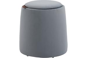 ‎HOMCOM HOMCOM Sitzhocker mit Stauraum 2-in-1 Hocker mit Deckel, Runder Fußhocker Ottomane Polsterhocker mit Samtoptik Beistelltisch für Wohnzimmer Schlafzimmer Ø44 x 47,5 cm Grau