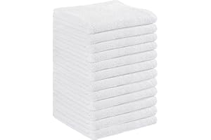 T-BD Flannel Face Cloth Towel Set - 100% Highly Absorbent, Light Weight Luxury White Face Cloth Made of Soft Feel Fingertip Cotton Fabric Towels Set (Pack of 12) | Size 30x30 cm