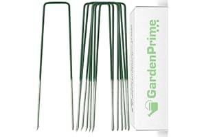 GardenPrime 200 unidades de Grapas en forma de U de 2.8 mm para Jardín, Césped Artificial, Telas y Mallas - Mitad de Color Verde - Metálicas - Galvanizadas Sumergidas en Calor (200)