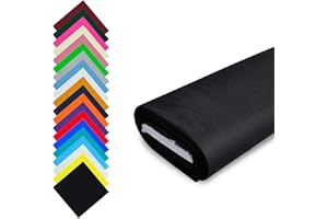 Tissu au mètre (1m, Noir) 100% coton 147,5 cm pour le quilting, la couture, la confection de vêtements, la literie, le bricolage et plus encore - Disponible en 20 coloris | FT Fashion Track