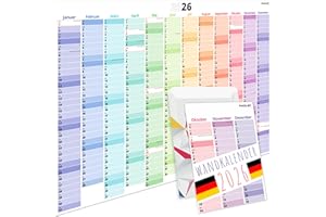 PACKLIST® Kalendarz ścienny 2026, duży XXL DIN A1, 84 x 60 cm, kalendarz roczny 2026, kalendarz ścienny, planer roczny 2026, złożony rozmiar plakatu, planer ścienny 2026, format poziomy - 100%