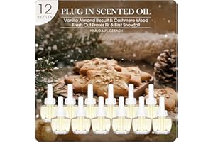 SCENTORINI Duftölflakon Nachfüller, Kompatibel Mit Air Wick und Glade Duftstecker, 12 x 19 ML, Vanille-Mandel-Keks, Kaschmir-Holz, Frisch-FrasierTanne, Erster Schneefall Raumduft Lufterfrischer