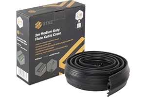 GTSE - Canalina passacavi da pavimento - Protegge i cavi ed evita cadute da inciampo - Resistenza media - Nero - lunghezza 2 m - Per uffici, scuole, fabbriche ed eventi
