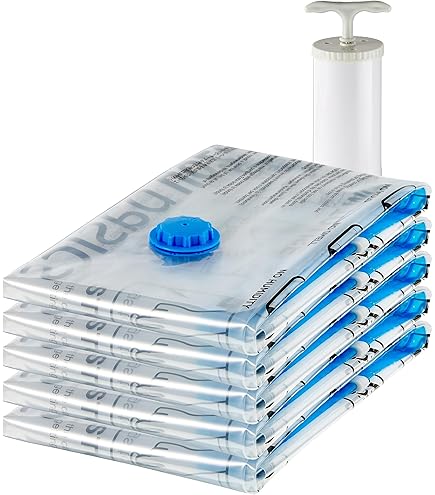Lot De 6 Sacs De Rangement Sous Vide Suspendus 110x70 Cm - Pour Vêtements, Gain De Place Garanti