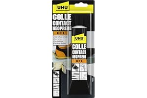UHU Contact néoprène gel - Colle super forte universelle et gélifiée, ne goutte pas et ne file pas, adhère immédiatement, transparente, tube 120g