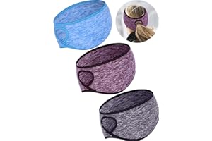 Tatuo 3 Pcs Fleece Ponytail Ear Warmers Headband Winter Running Headband Ear Muffs Ear Covers for Women Adult Outdoor Sports and Fitness Running Cycling Ski Cold Weather