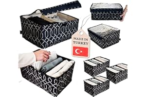 KRAPPS - Organizador Armario Ropa con separadores y Cajas Almacenaje Decorativas con Tapa | Cajas Organizadoras Armarios | Organizador Ropa Armario | Almacenaje armario | Organizadores de Cajones