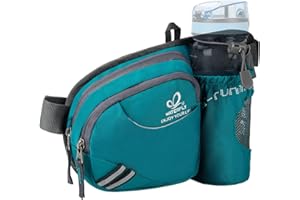 Waterfly Marsupio Trekking con Portaborraccia Marsupio Sportivo Uomo Donna per Escursionismo, Corsa, Ciclismo e Arrampicata (Turchese)