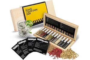 ‎DIBYS DIBYS Gin-Gewürze-Set Mini | 12 Gin Botanicals für Gin Tonic & Cocktail | Mit 4 Rezept-Karten, Gewürzlexikon & edler Holz-Kiste | Geschenk-Set Männer & Frauen | Gin Zubehör zum Gin selber machen