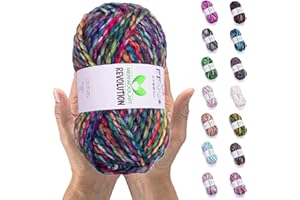 MeriWoolArt Pelote de Laine Mérinos pour Crochet Tricot – Laine à Tricoter - Pelote de Laine Crochet - 75 m de Fil Multicolore XXL Épais et Doux - Laine Volumineuse pour Pulls, Cardigans, Écharpes