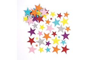 Baker Ross EF309 Glitter Star Foam Stickers (Pack Of 150) For Kids Arts and Crafts