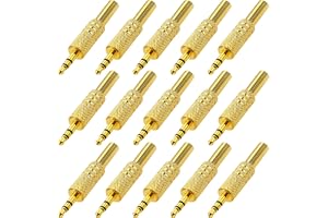 15 Stycken 3.5mm 3 Pole TRS Male Plug, KUOQIY Metal Audio Lodning Hörlursuttag med Fjäder, Metal Audio Soldering Adapter Conv