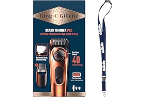King C. Gillette Rasoio Elettrico Barba PRO, Selettore Di Precisione, Cura Barba Uomo, 40 Impostazioni Di Lunghezza, Lame Rasoio Affilate, Pettini Regolatori, Testine Lavabili, Idea Regalo Uomo