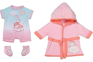 Baby Annabell Deluxe Conjunto de Baño 43 cm - Modelo con alas de ángel y ovejas, Promueve la empatía y las habilidades sociales, Edad 3+ años, Incluye albornoz, mono y calcetines