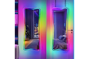 Lvifur Espejo de Pared Cuerpo Entero, 120 x 50 cm Espejos Led Grandes de Pared con Luz y Soporte, Espejo Grande con Múltiples Modos de Luz para Dormitorio Sala de Estar Baño Fiesta Vestidor Blanco