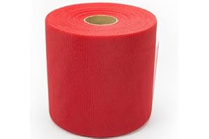BARATTI Bobina Tulle 100 Metri X 12,5 Cm Altezza, Tinta Unita per Decorazioni, Feste di Matrimonio,(Rosso)