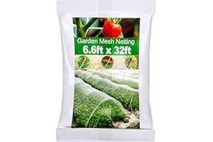 Wohohoho Garden Insect Mesh Netting 6.6ft x 32ft (2m x 10m), 1mm Ultra Fine Plant Covers for Garden Protection. Mosquito Net Pest Barrier for Vegetables Fruits Greenhouse Row Cover Raised Bed Barrier