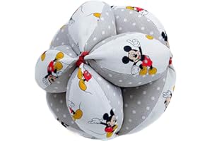 Borda y más Balla di Pressione Montessori, Palla per Bambini, Palla sonaglio o Pallina Montessori. Vari Modelli e Colori Disponibili. (Disney Comet Grigio)
