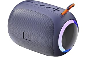 JYX Enceinte Bluetooth Portable (Bleue)，Autonomie de 8 Heures, Lumière LED, Compatible TF/USB/AUX. Idéale pour la Maison/Le Cyclisme/L’extérieur/Voyages.