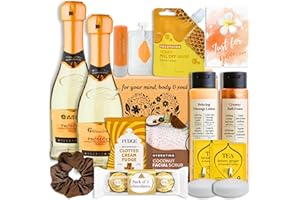 PAMPER ISLAND Prosecco Gift for Women, Birthday Gifts for Women Friends, Unique 21st 30th 40th 50th Gift Set for Her, Birthday Pamper Gifts for Her, Pamper Sets, Mother's Day Hamper (Orange)