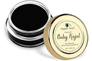Organic Netra Baby Kajal Water Resistant, Smudgeproof, Longlasting For Normal Skin Type Enriched with Natural & Organic Ingredients with No Harmful Chemicals, Matte Finish, 8gm