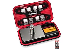 UNIWEIGH Digitale küchenwaage 200g/0,01g Feinwaage,Taschenwaage, Präzisionswaage, Waage Gramm, Briefwaage, Goldwaage, Scale mit 50g Kalibriergewicht-ROT